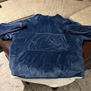 Comfy Oversized Blue Fleece Blanket Sweatshirt